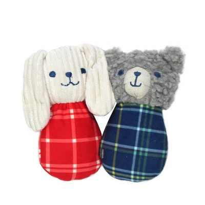 Bear Navy Plaid Plush Holiday Dog Toy - Bunny Red Pattern - XS/S - Boots & Barkley™