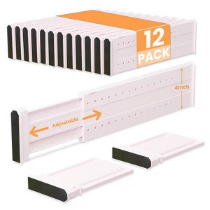 Hachikiko Adjustable Drawer Dividers - 4" High Expandable 11"-17" for Clothes, Dresser, Bathroom, Kitchen & Office Storage - 1 of 4
