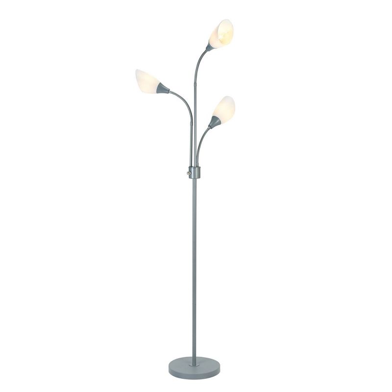 70.25&#34; 3-Light Floor Lamp with White Shades Silver - Cresswell Lighting, 6 of 8