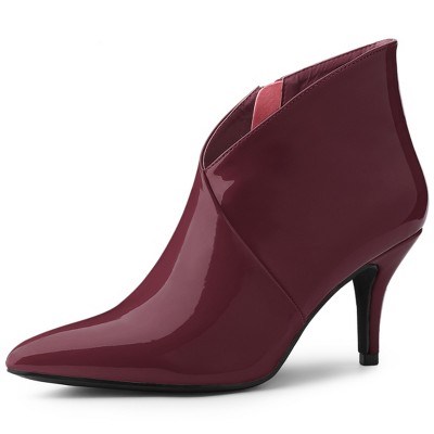 wine coloured ankle boots