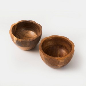 Mela Artisans Gravon Acacia Wood Scalloped Bowl Set of 2 - 1 of 4