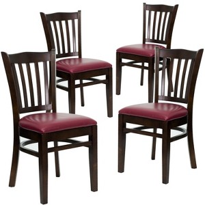 Flash Furniture 4 Pack HERCULES Series Finished Vertical Slat Back Wooden Restaurant Chair - 1 of 4