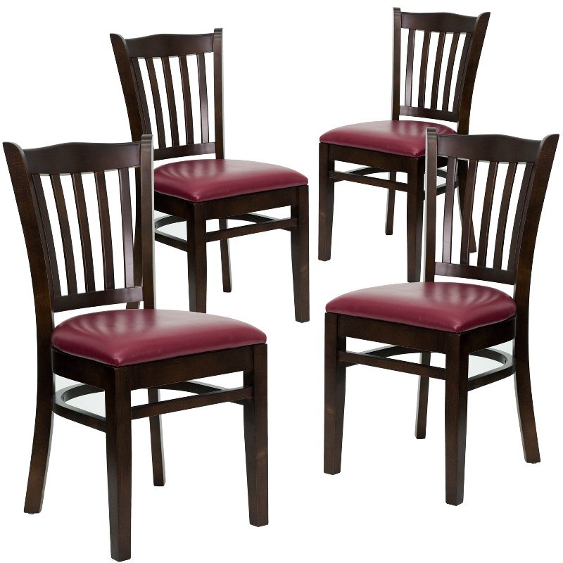 Flash Furniture 4 Pack HERCULES Series Finished Vertical Slat Back Wooden Restaurant Chair, 1 of 2