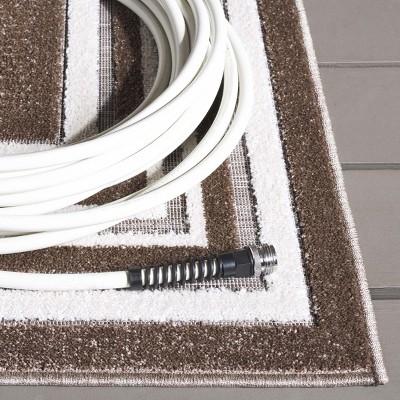 Brown and Ivory Rectangular Synthetic Area Rug, 5'3" x 7'6"