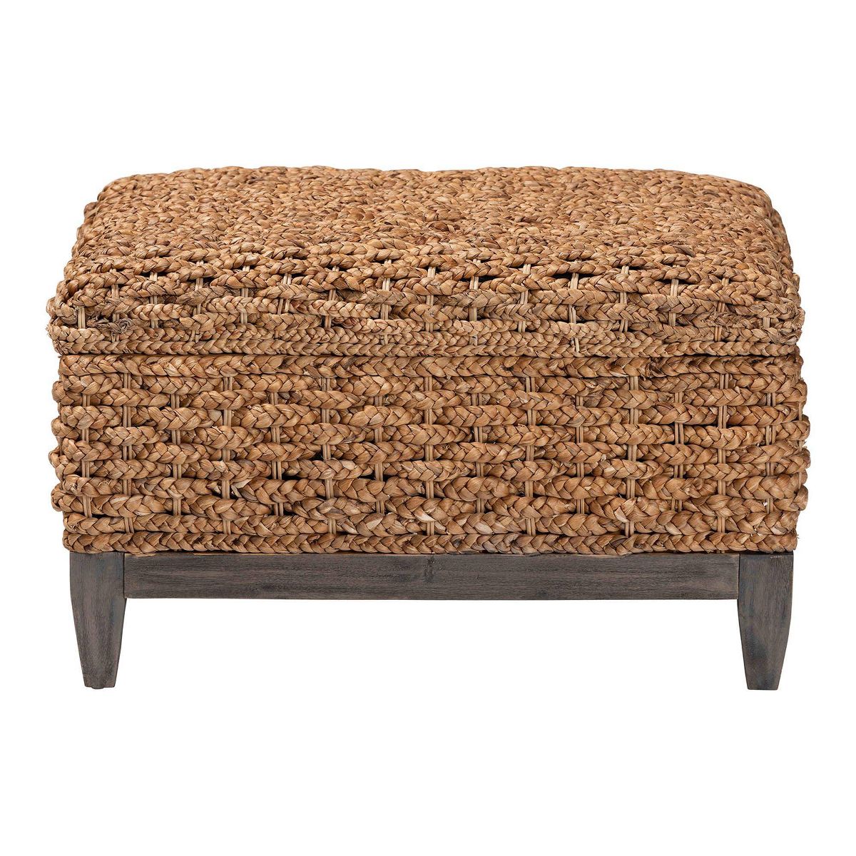bali & pari Bailey Seagrass Square Storage Ottoman with Lift-Top Lid Natural Brown/Espresso Brown - thumbnail 3