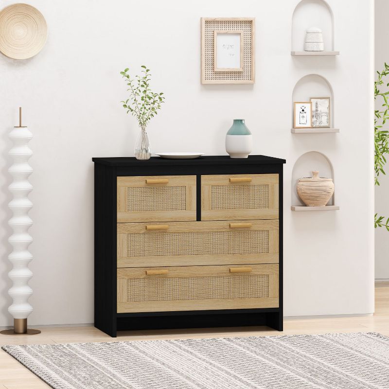 Cassio 4-Drawer Rattan Cabinet for Bedroom and Living Room, Decorative Storage Cabinets, Easy Assembly  - The Pop Home, 2 of 9