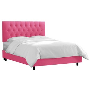 California King Edwardian Microsuede Tufted Bed Premier Hot Pink - Skyline Furniture