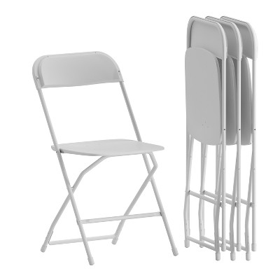 Flash Furniture Hercules Series Plastic Folding Chair White 4 Pack 650LB Weight Capacity Comfortable Event Chair Lightweight Folding Chair