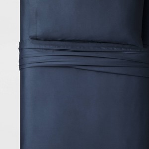 Twin XL 100% Cotton Solid Sheet Set Xavier Navy - Threshold , Xavier Blue