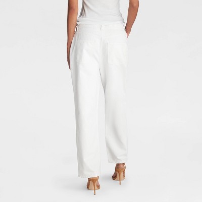 KBB by KAHLANA Women’s Mid-Rise ‘The Vintage Straight Leg Jeans’ – White