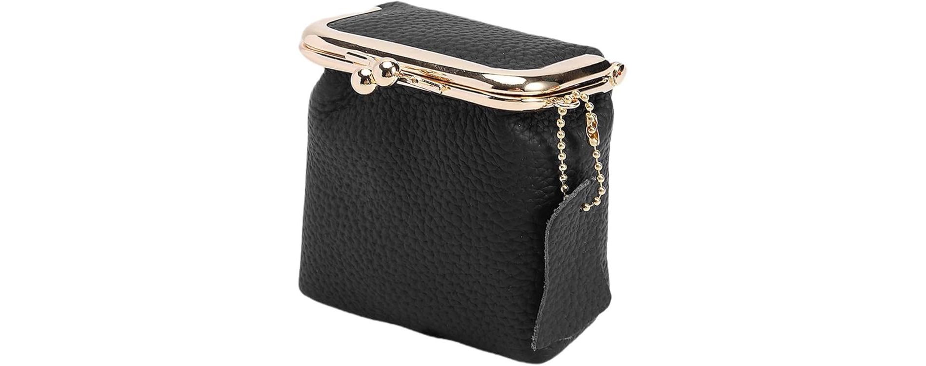 Paaaawaters Women's Genuine Leather Small Jewelry Coin Purse Vintage Kiss Lock Change Pouch Casual Style Mini Wallets pouches Bag