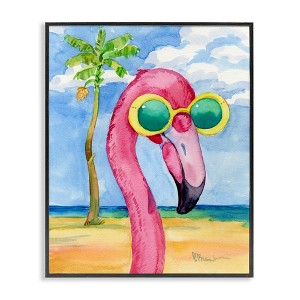 Stupell Industries Looking Good Flamingo Tropical Framed Giclee Art, Black, 24" x 30" - 1 of 4