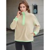 ATHLECHIC Women's Fleece Pullover Half Zip Cropped Sweatshirt Oversized with Pockets Warm Fuzzy Sweater - 2 of 4
