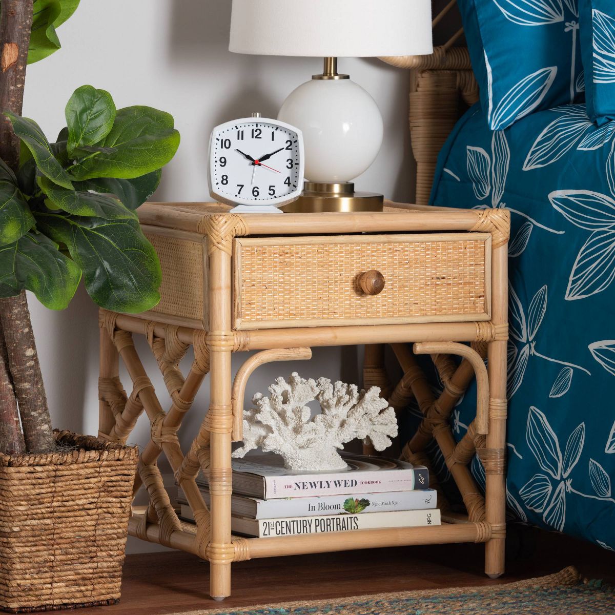 Camara Rattan 1 Drawer Nightstand Gray - bali & pari - thumbnail 5