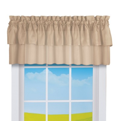 Collections Etc Semi-Sheer Tiered Rod Pocket Window Valance Valance Taupe