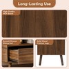 Mid-Century TV Stand with 2 Drawers, Drop-Down Door & Open Shelves, Media Console Table for TVs up to 80'', Entertainment Center for Living Room - 4 of 4