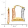 Black Bow Jewelry Tri-Color Puffed Square Hoop Earrings in 14k Yellow Gold and Rhodium - 4 of 4