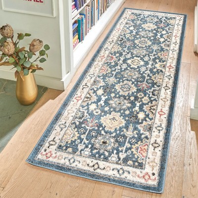 Hadley Blue Tufted Synthetic Runner Rug, 2'2" x 6'