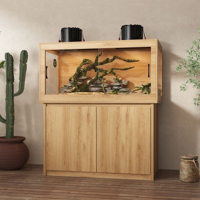 Famapy Wooden Reptile Enclosure Cabinet Multifunctional Split-type Reptile cabinet - Habitat with Glass Fronts