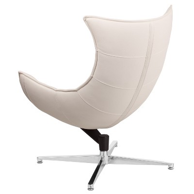 White LeatherSoft Armless Swivel Cocoon Chair