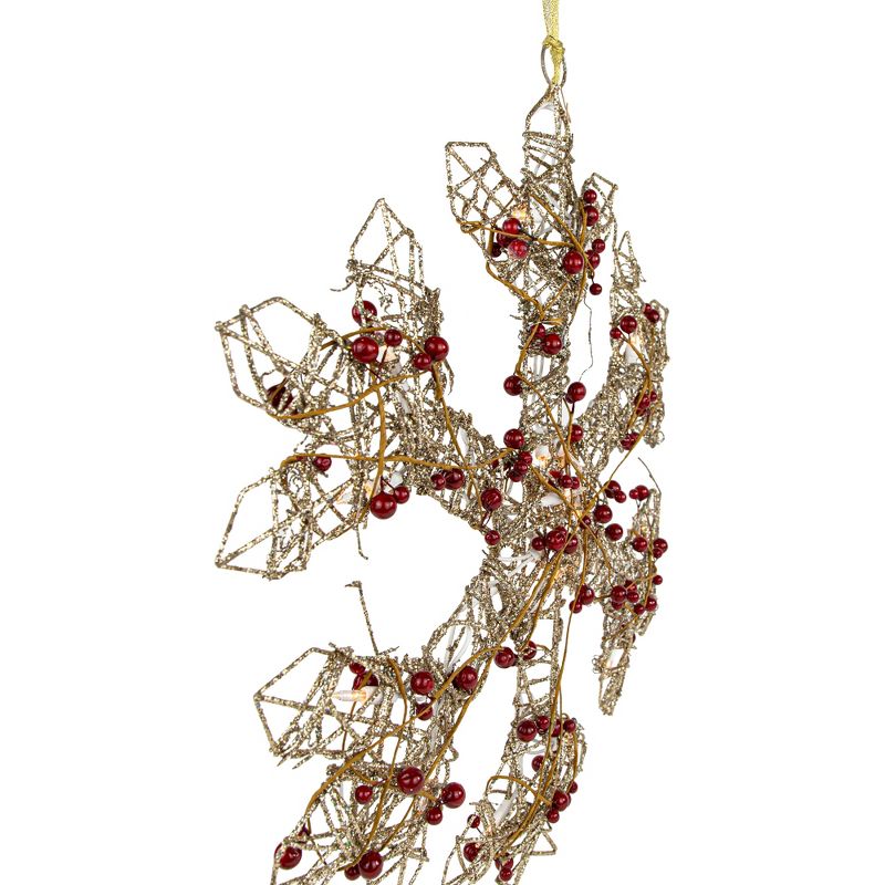 Northlight 19" Lighted Silver Glittered Berry Rattan Snowflake Christmas Window Decoration, 3 of 8