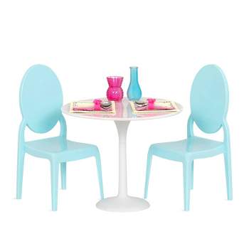 Our Generation Furniture Playset for 18" Dolls - Table for Two in White & Blue