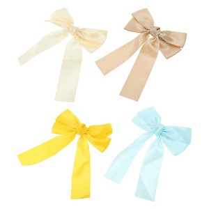 Unique Bargains Solid Bow Ribbon Duckbill Hair Clips 4 Pcs - 1 of 4