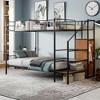 Twin Over Full Metal Bunk Bed with Wire Shelving, Lateral Storage Ladder and Wardrobe - 2 of 4