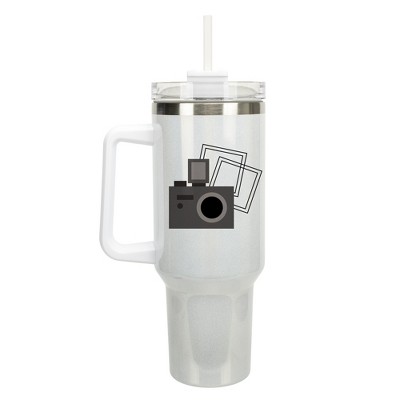 Elanze Designs Vintage Polaroid Camera Photography 40 oz. Stainless Steel, Large Water Bottle Coffee Mug, Spill & Leak Resistant, Thermal Travel