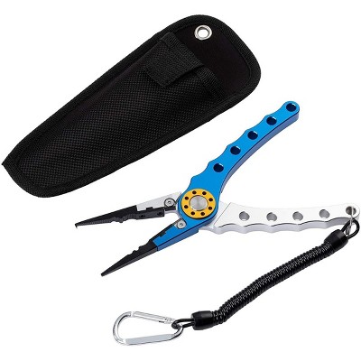 Juvale Aluminum Fishing Pliers Set, Split Ring, Hook Remover & Braid Line Cutter w/Coiled Lanyard & Sheath
