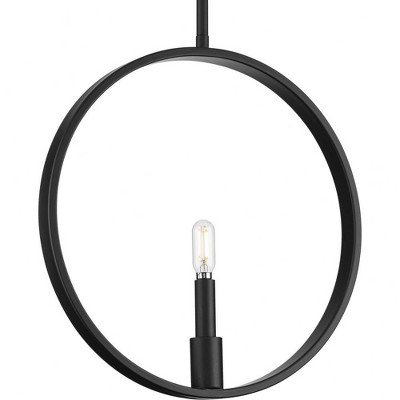 Progress Lighting Breckenridge 1-Light Pendant, Matte Black, Candle Accent, Rustic Design, Modern Farmhouse, 15.5"H x 15"W