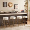 30" Tall, Round High Bar Stools, Set of 2 - Contemporary upholstered dining stools for kitchens,Black+Golden - 3 of 4