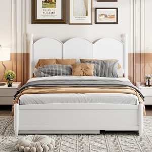 Whisen Queen Size Platform Bed with 2 Big Drawers and Trundle - 1 of 4