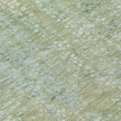 Green And Ivory Abstract Washable Indoor Outdoor Area Rug