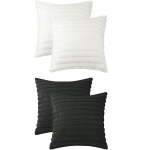 Unique Bargains Plush Faux Fur Solid Striped Soft Sofa Living Room Throw Pillow Covers Pack of 4 - 1 of 4