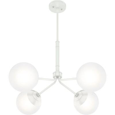 Matte White 4-Light Sputnik Chandelier with Glass Globes