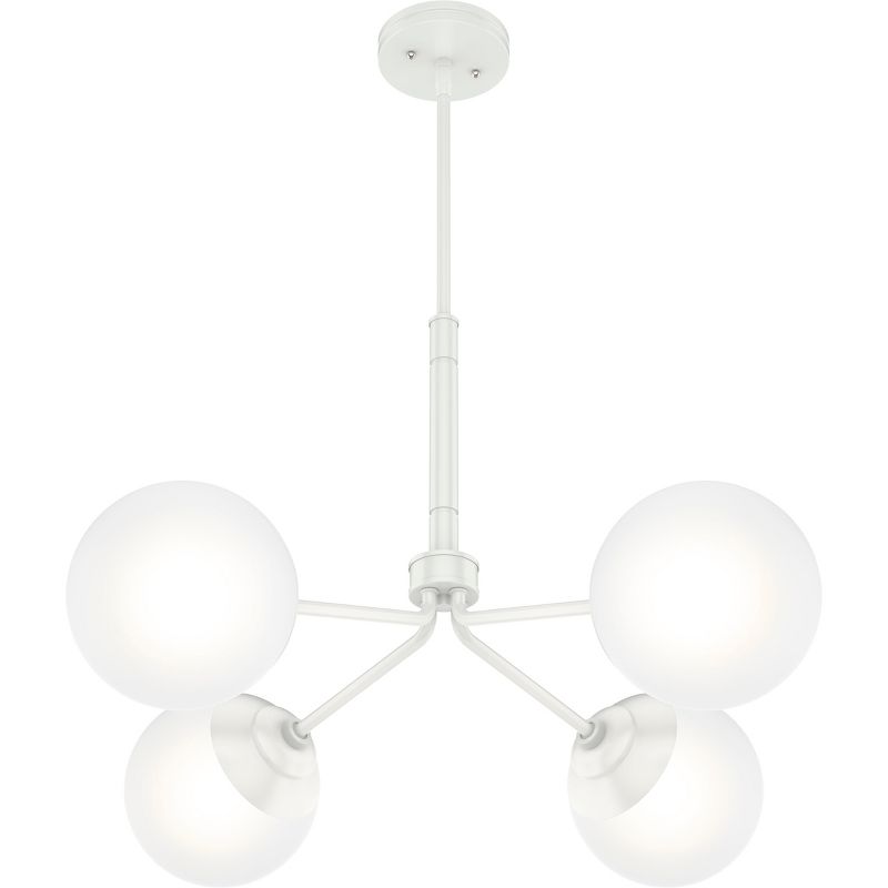 4-Light Hepburn Modern Cased White Glass Chandelier Ceiling Light Fixture - Hunter Fan, 4 of 5