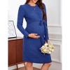 Maternity Long Sleeve Sweater Bodycon Boho Midi Dress Fall Casual Crew Neck Mini Dress Baby Shower Photoshoot Belt - 4 of 4