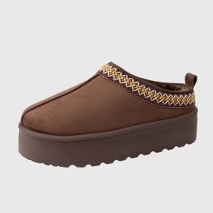 Alpine Swiss Emily Womens Platform Slippers Faux Fur Warm Slip On Clog Shoes Short Ankle Boots - 1 of 4