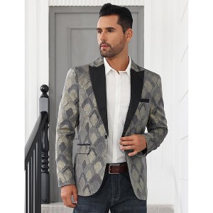 Men's Dress Party Floral Suit Jacket Notched Lapel Slim Fit Two Button Stylish Blazer - 1 of 4
