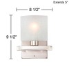 Possini Euro Design Modern Wall Light Sconces Set of 2 Brushed Nickel Hardwired 8 1/2" Fixture White Linen Glass Shade for Bedroom - 4 of 4