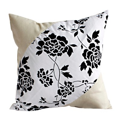 Slickblue Floral World Linen Decorative Throw Pillow - Stylish Patchwork Floor Cushion, 19.7x19.7 inches