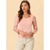 Allegra K Women's Sweetheart Neck Satin Long Sleeve Elegant Casual Work Blouse - 2 of 4