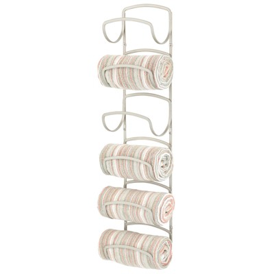 Mdesign Steel Wall Mount Towel Rack With 6 Compartments - Chrome : Target