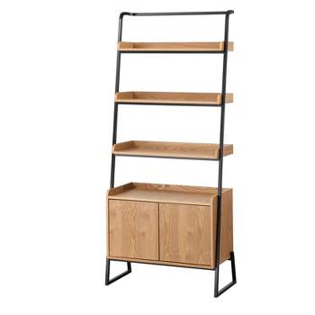 73" Estanier Ladder Shelf with Cabinet Natural/Black - Lifestsorey