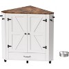 PAKASEPT Farmhouse Dog Food Storage Corner Cabinet, Dog Feeding Station with 2 Hidden Dog Bowls, Adjustable Panel, 4 Hooks - 4 of 4