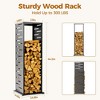 FONTOI 4ft Firewood Rack Fire Wood Storage Heavy Duty Log Rack Outdoor Indoor with Hooks Adjustable Feet Holder Warm Winter, Black, 14.8"*14.8"*44.1" - 4 of 4