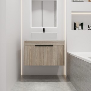 GDFStudio Broderick 24" Wall Mounted Wood Bathroom Vanity with Ceramic Sink - 1 of 4