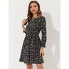 INSPIRE CHIC Women's Round Neck Long Sleeve Elastic Tie Waist Dress - 3 of 4
