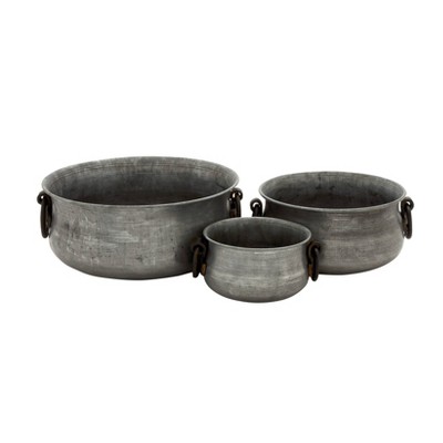 Set of 3 Farmhouse Iron Pot Planters - Olivia & May